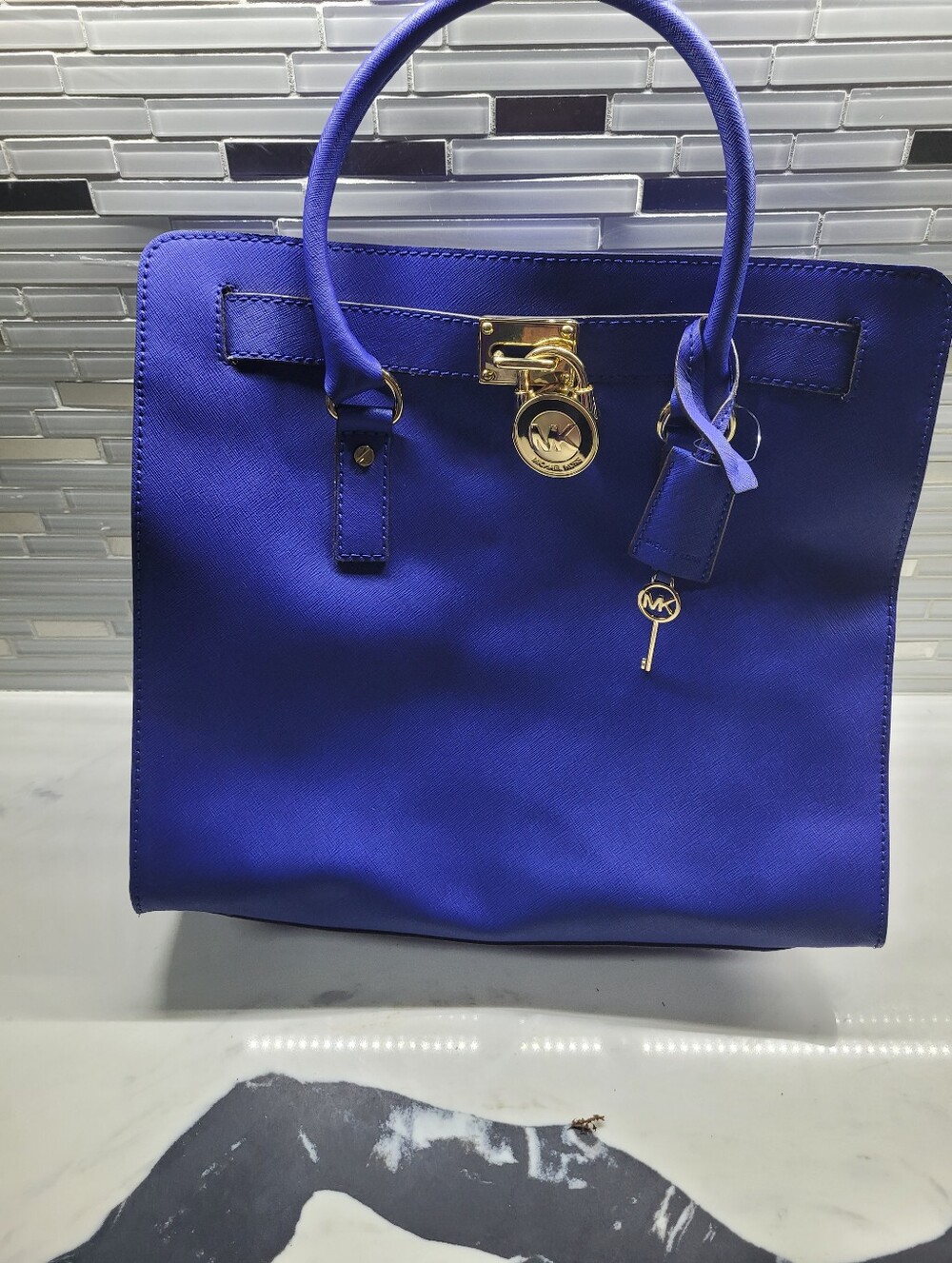 Michael Kors Large Tote in Cobalt Blue with Gold Hardware